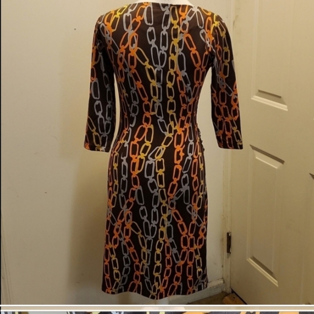J. McLaughlin midi sheath dress chain pattern strechy career Catalina cloth - Picture 4 of 8